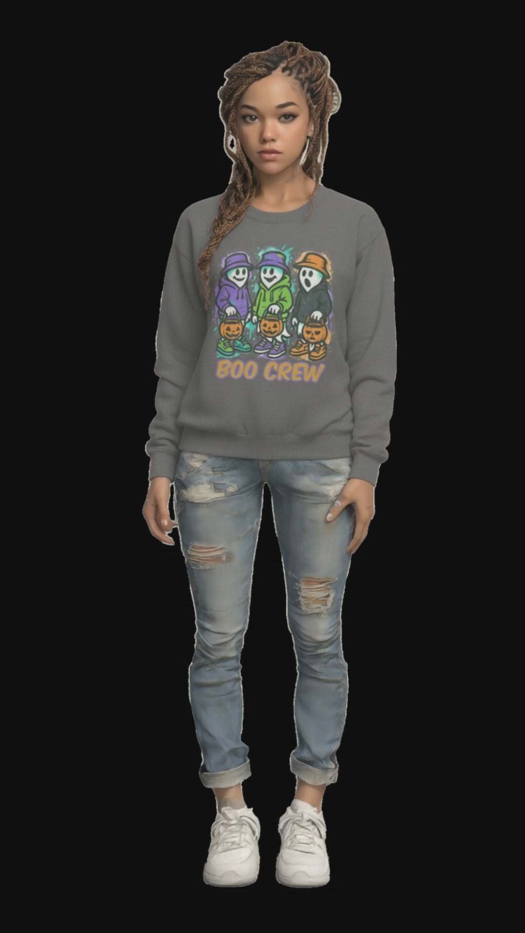 Boo Crew Comfort Colors Halloween Sweatshirt – Garment-Dyed Vintage Style, Relaxed Fit Unisex Crewneck