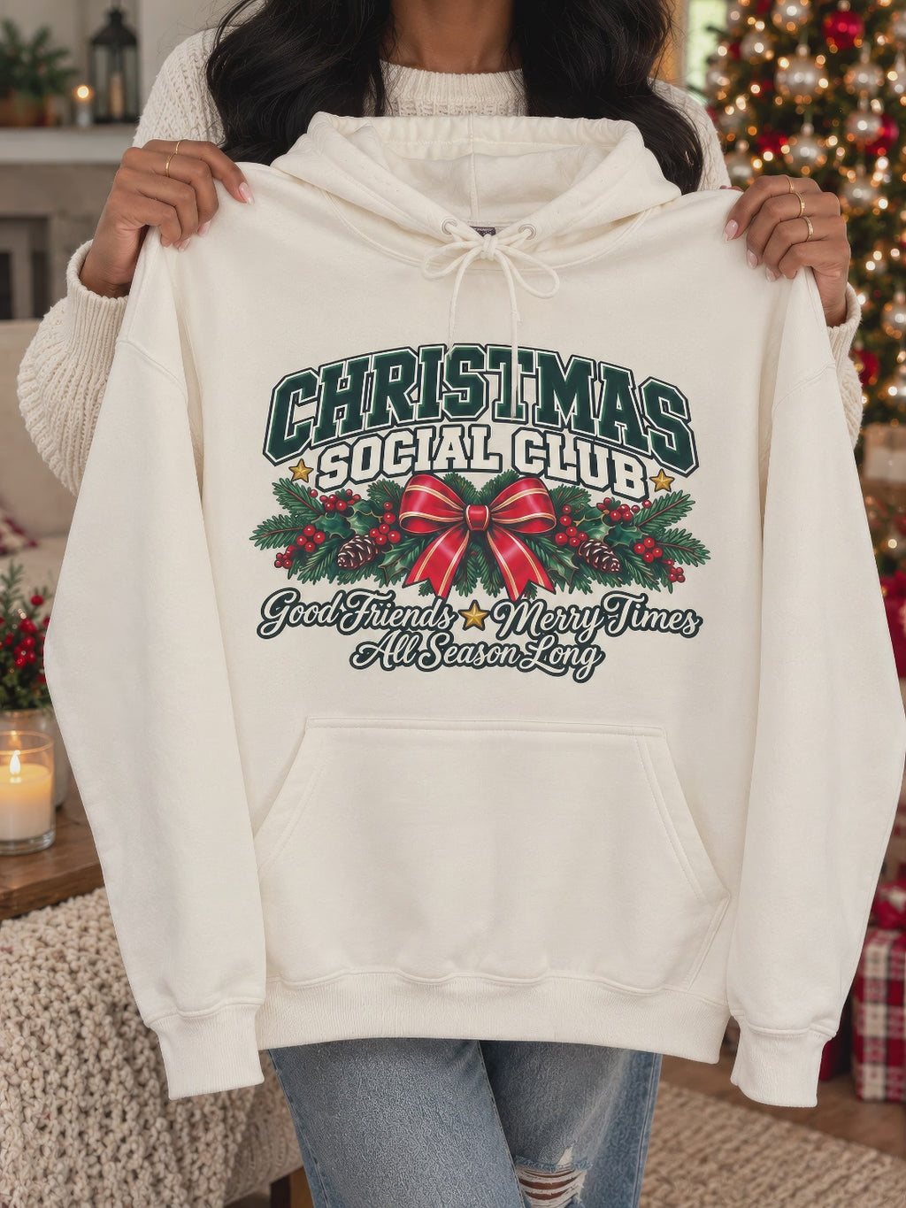 Christmas Social Club Hoodie | Gardenia Holiday Graphic Hoodie